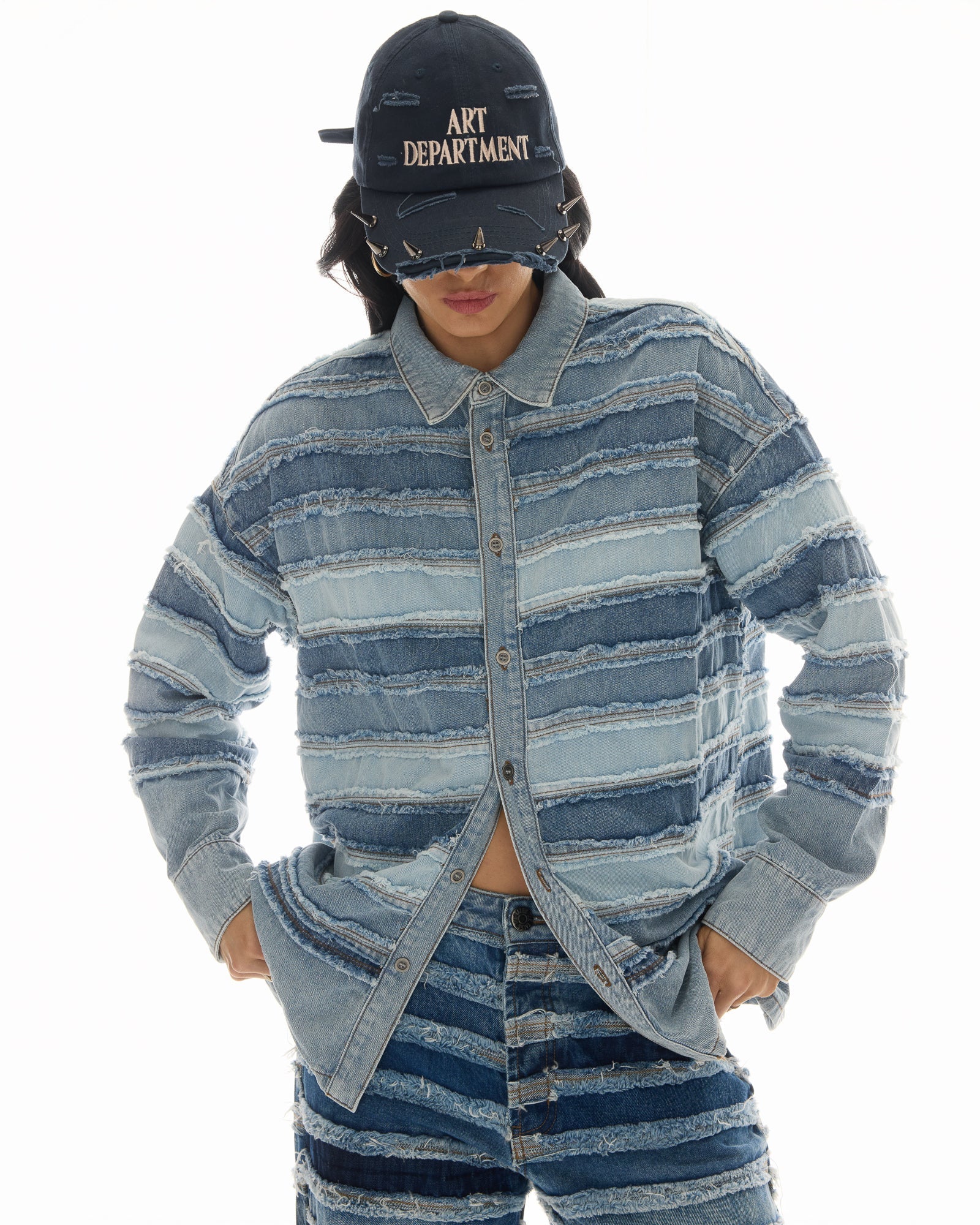 Layered Hand Worked Denim Shirt by THE TALES - product photo