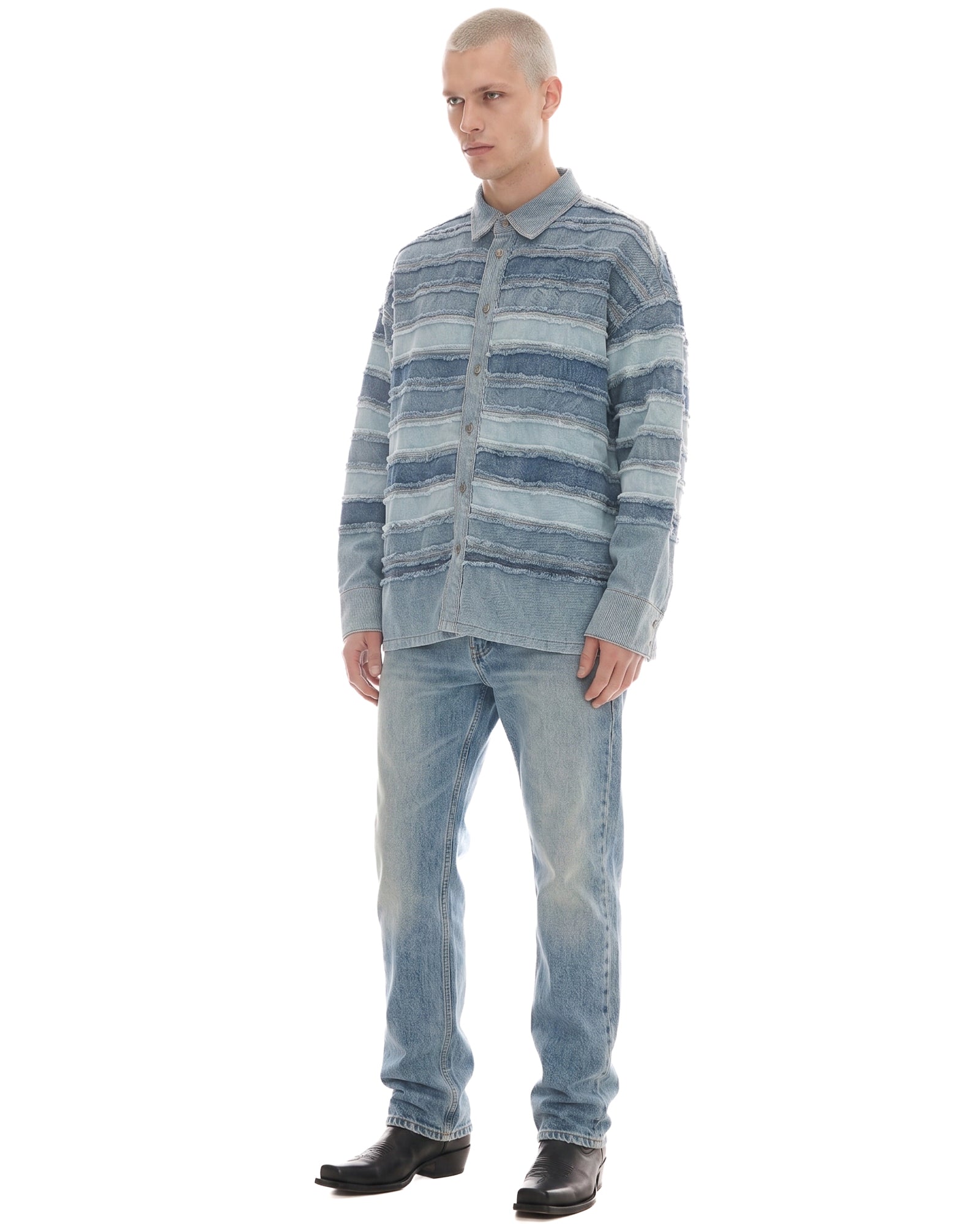 Layered Hand Worked Denim Shirt