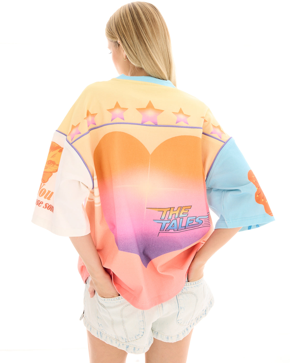 Sunset Hearts Football Tee