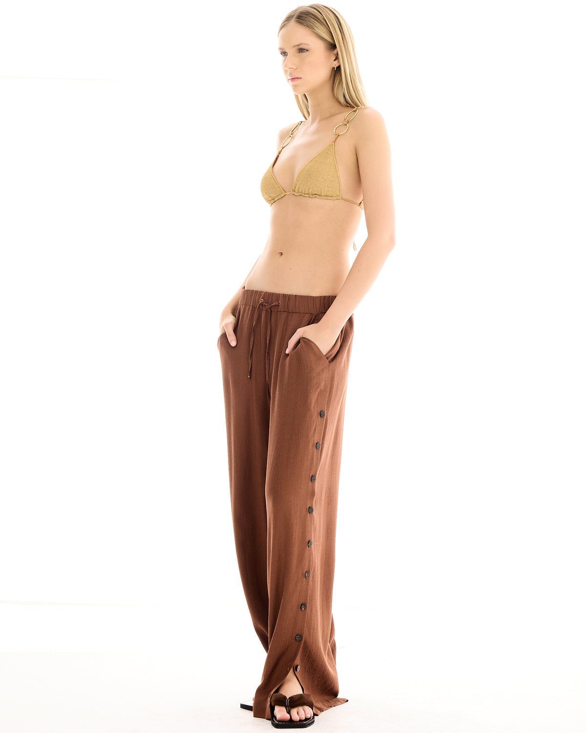 Frida Textured Silk Jaquard Pants