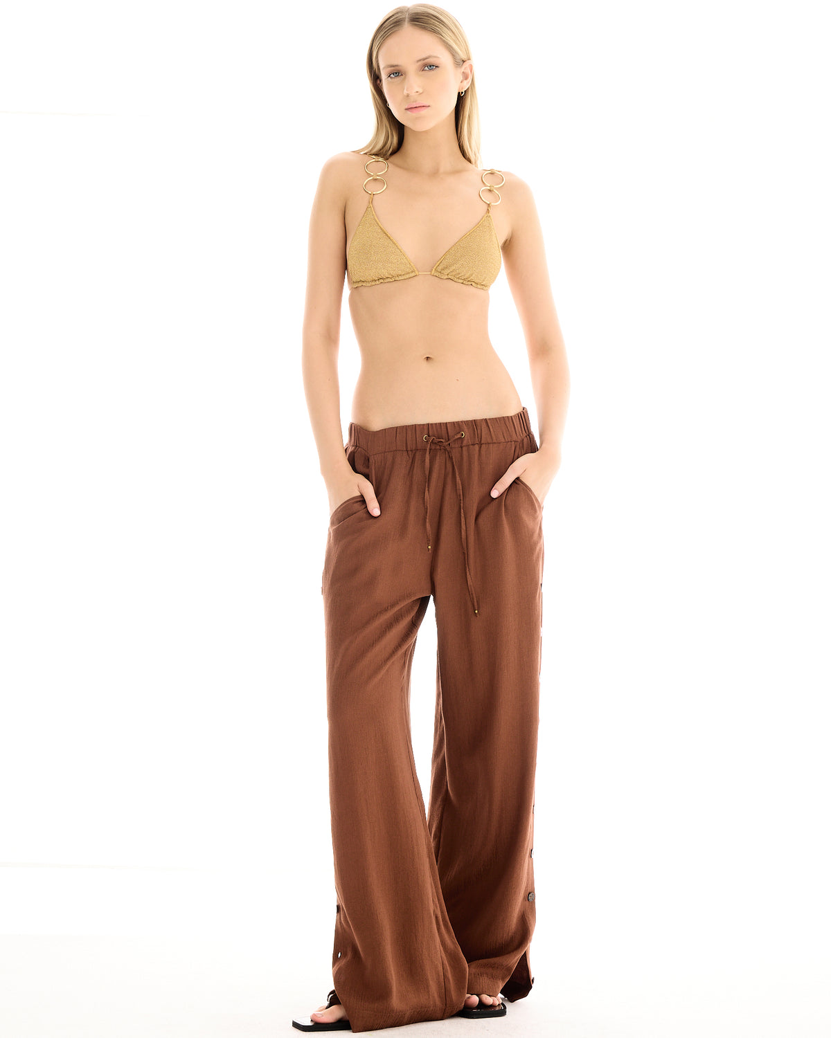 Frida Textured Silk Jaquard Pants