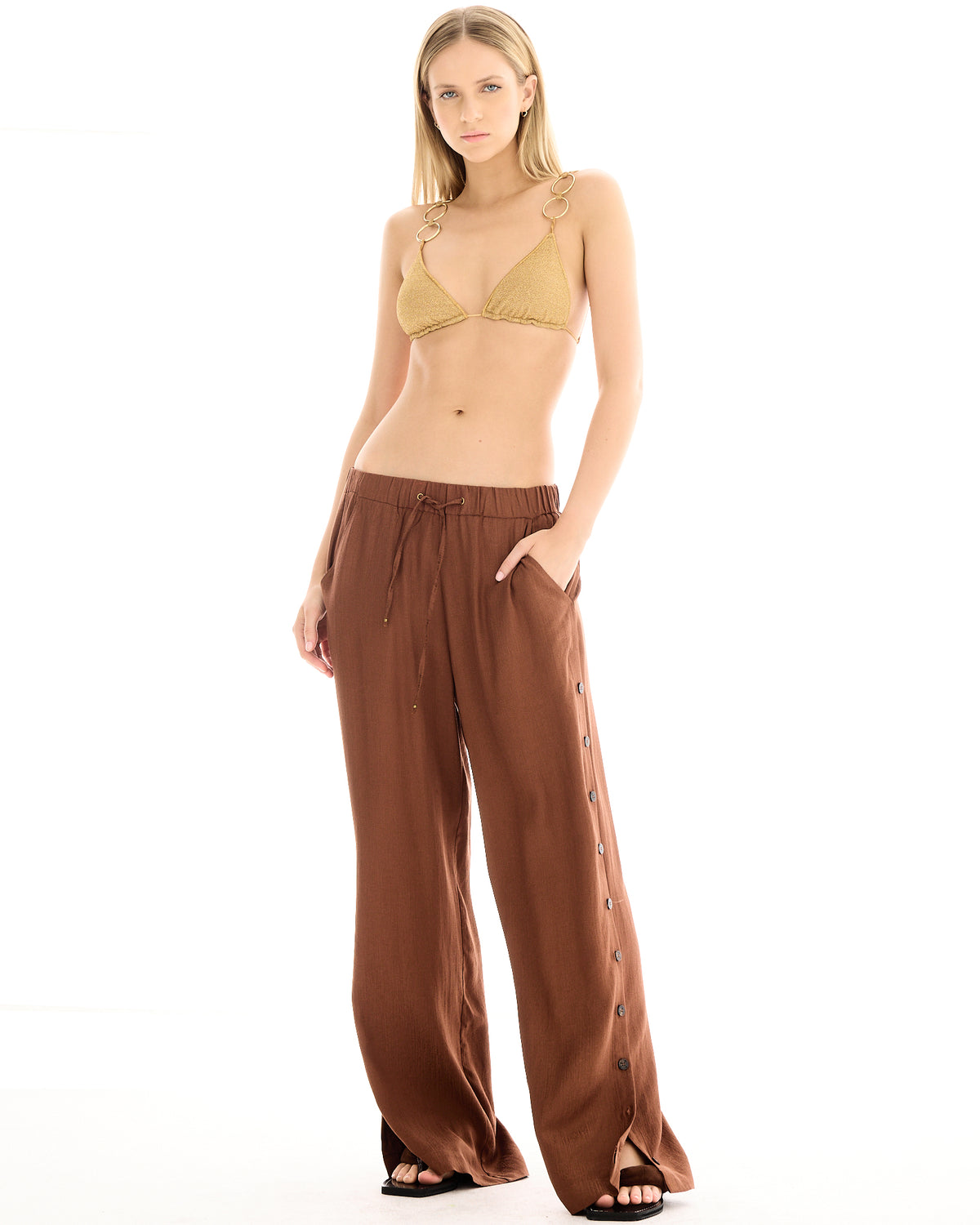 Frida Textured Silk Jaquard Pants