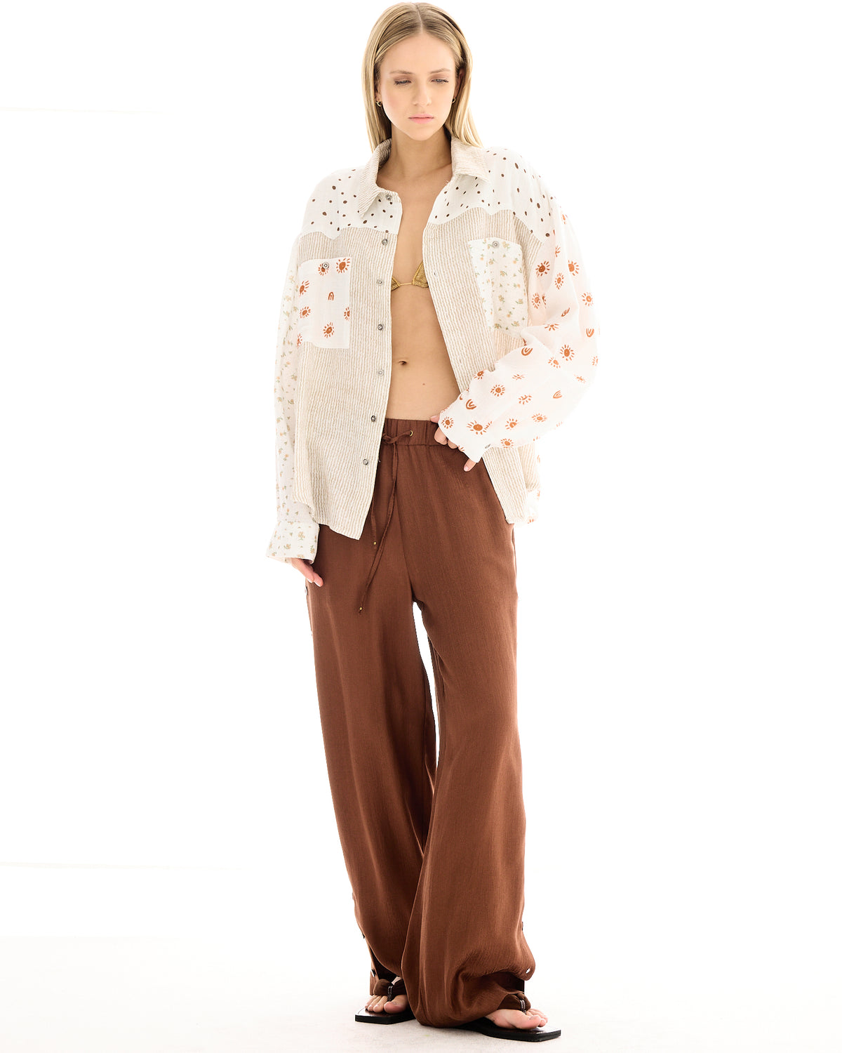 Frida Textured Silk Jaquard Pants