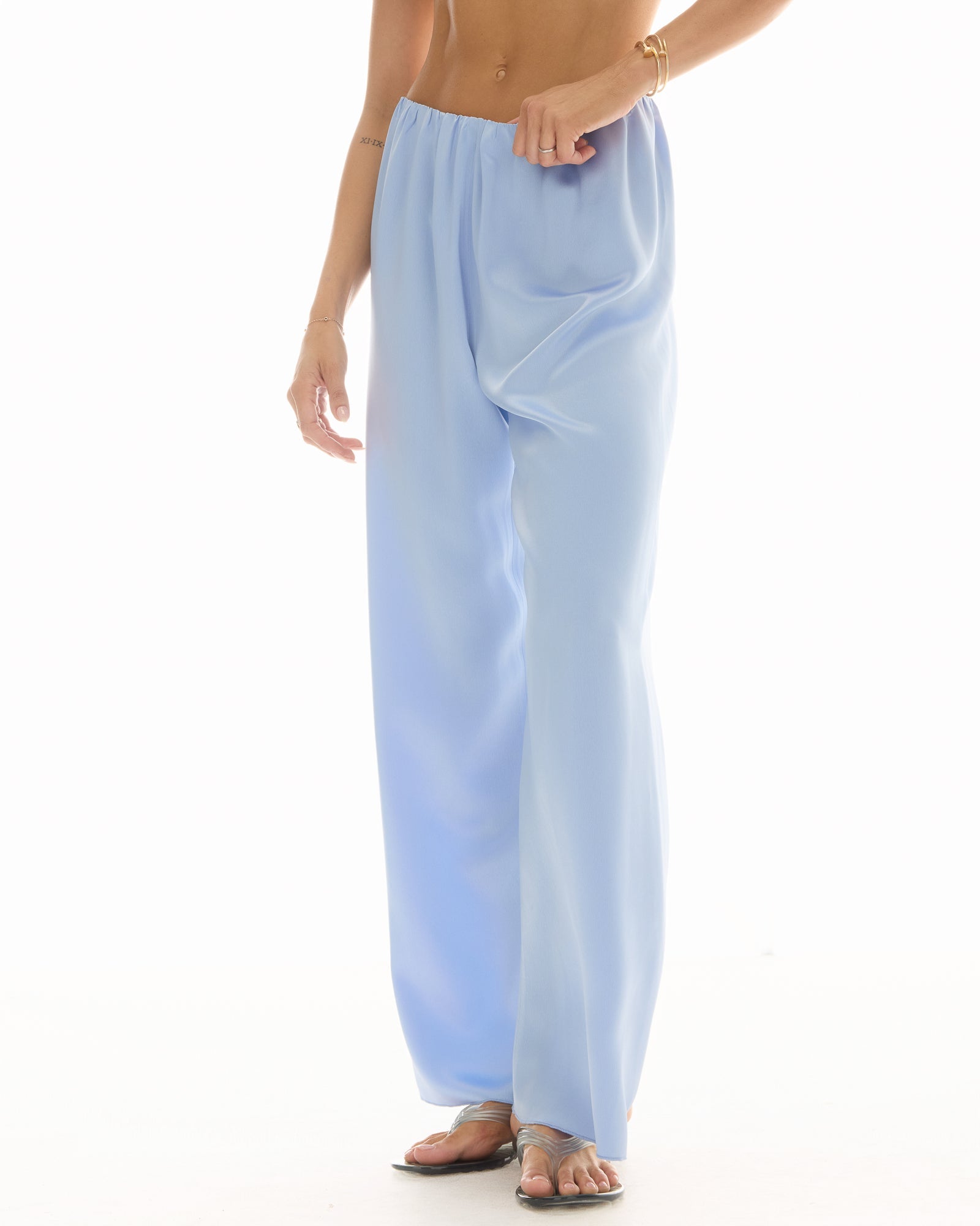 Waterfall Waist Satin Pants by THE TALES - detail view