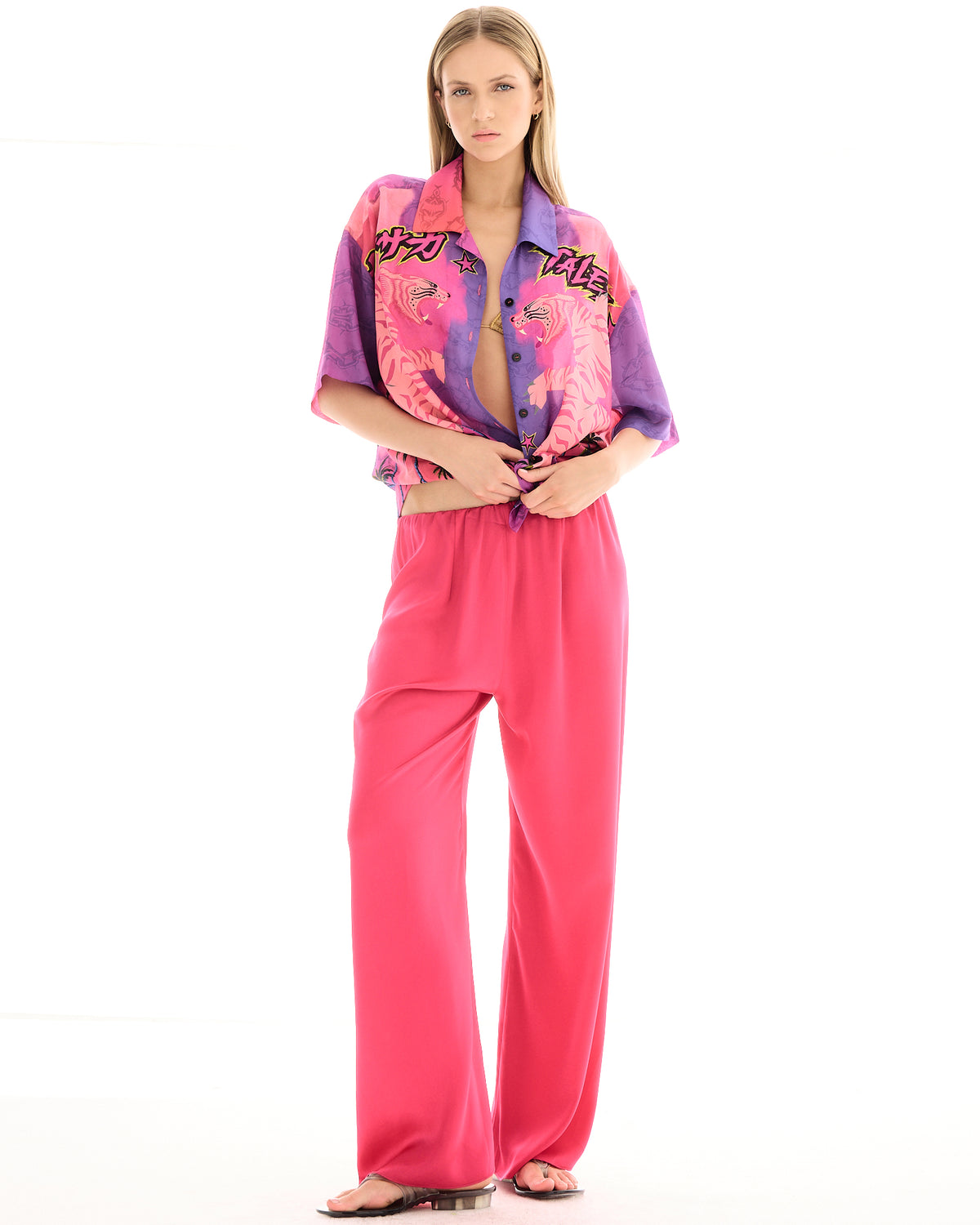 Waterfall Waist Satin Pants