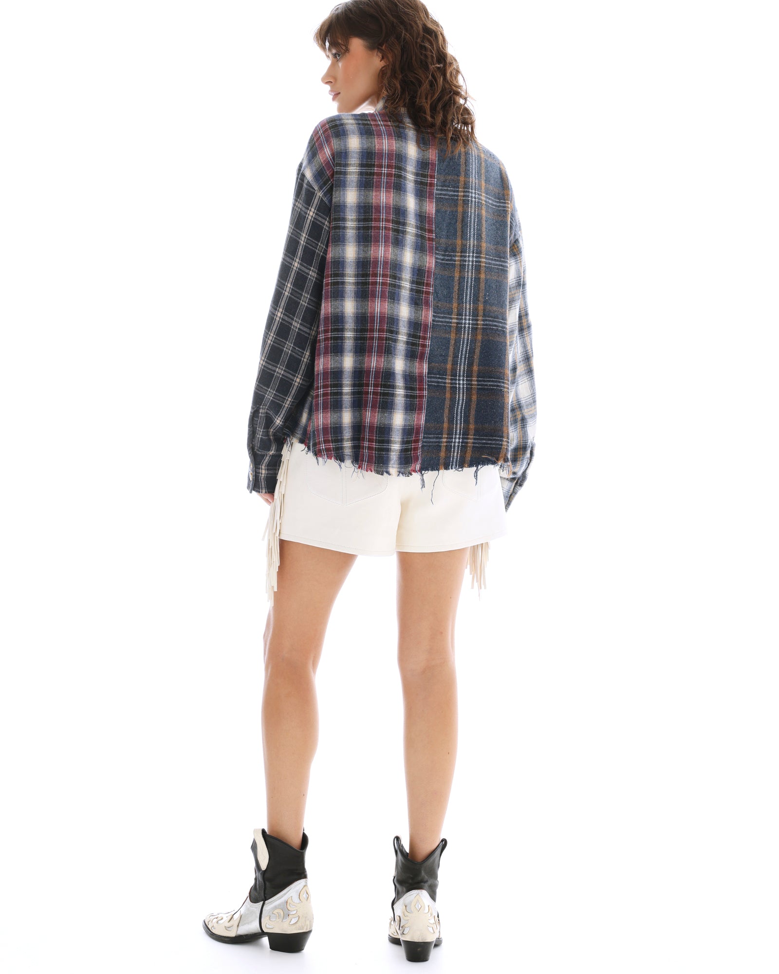 Cut Off Patchwork Check Shirt