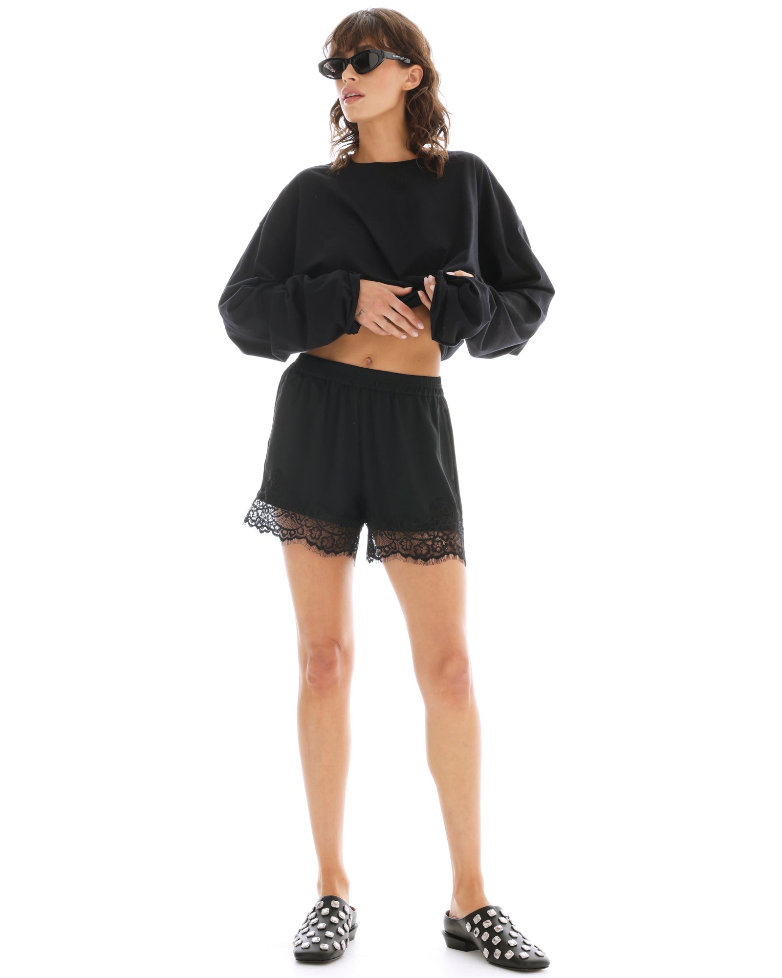 Lace Athena Shorts by THE TALES - front view
