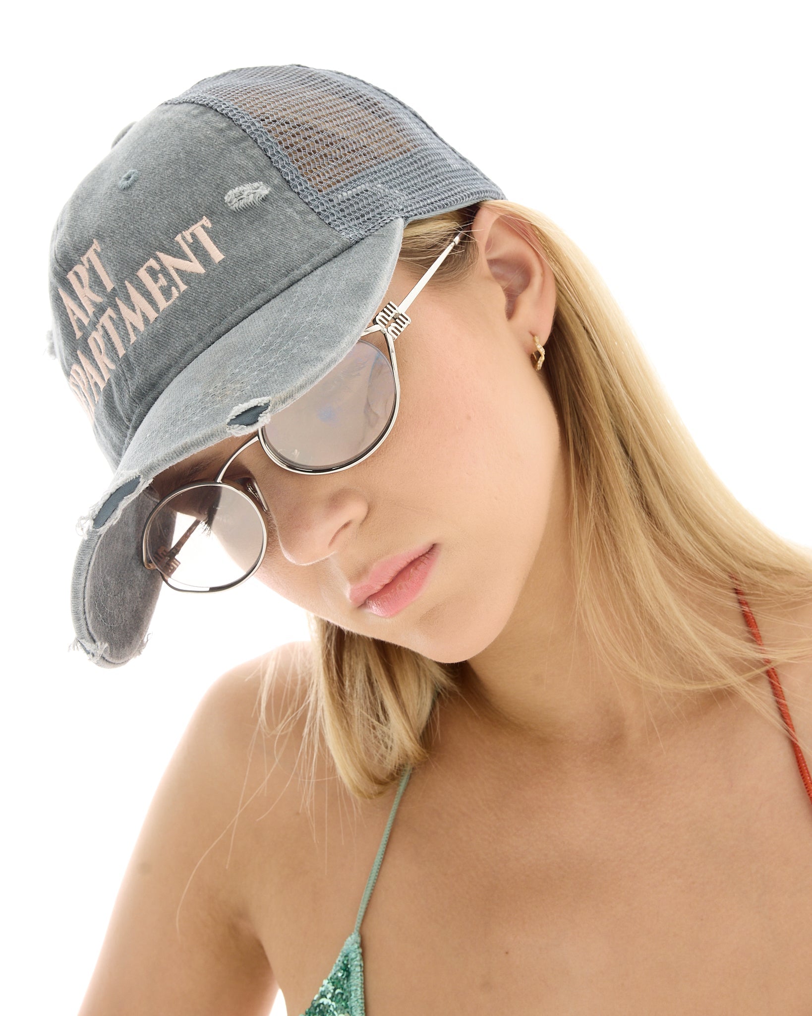 Destroyed Art Department Grey Trucker Cap by THE TALES - product photo