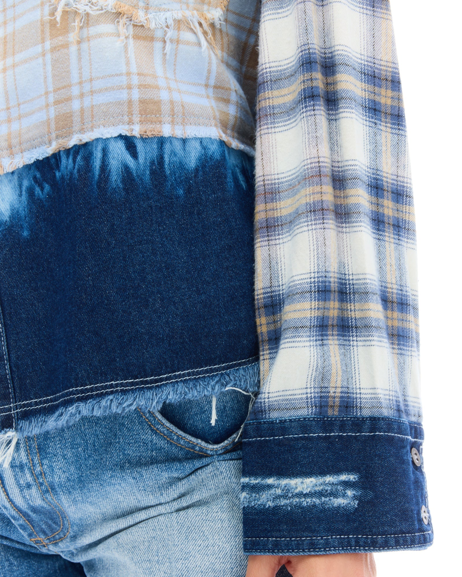 Mixed Flannel And Denim Shirt by THE TALES - product photo