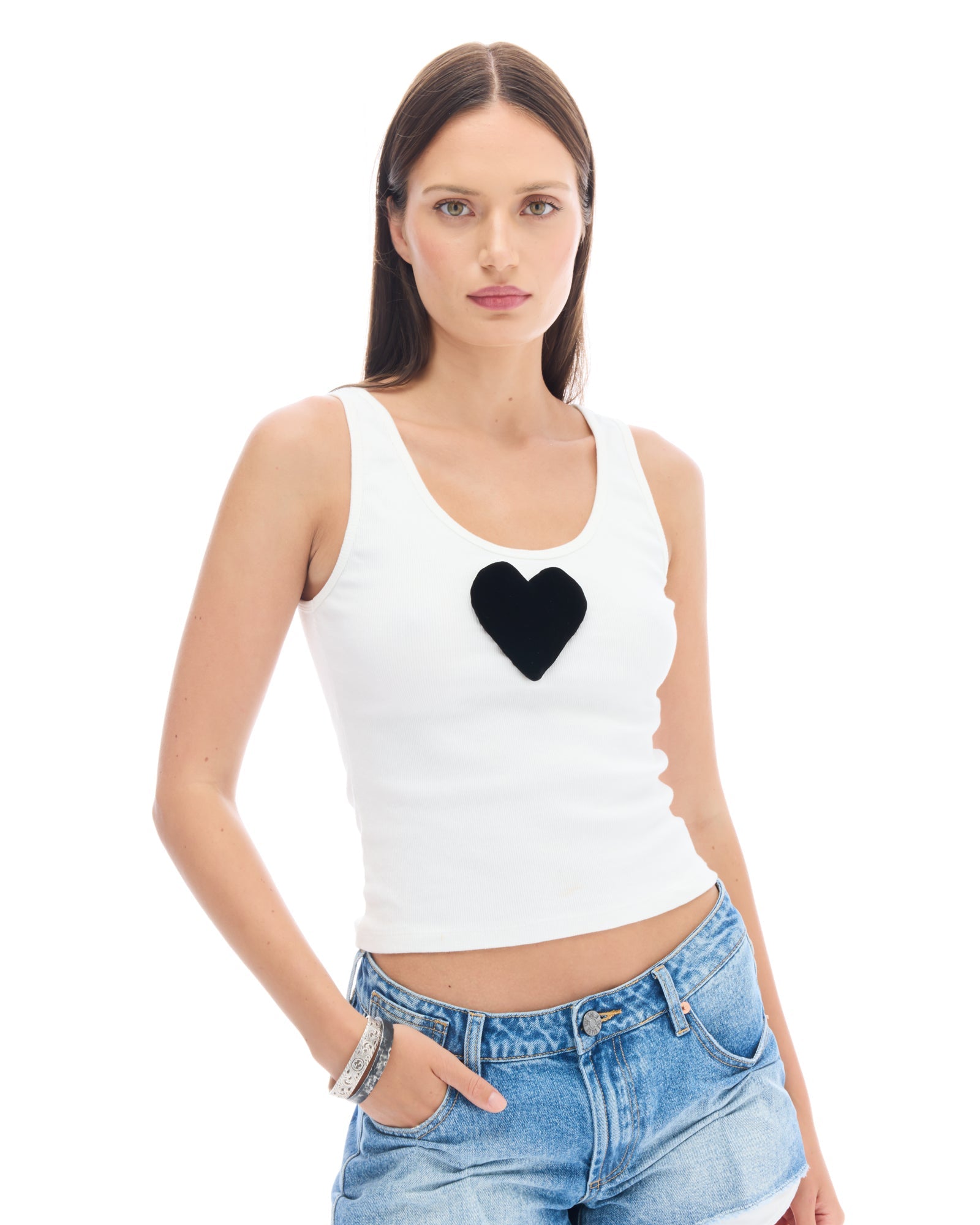 We Love 3D Velvet Heart Singlet by THE TALES - product photo