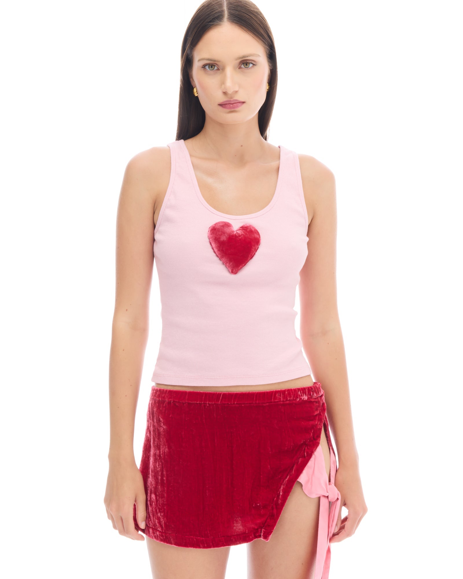 We Love 3D Velvet Heart Singlet by THE TALES - product photo
