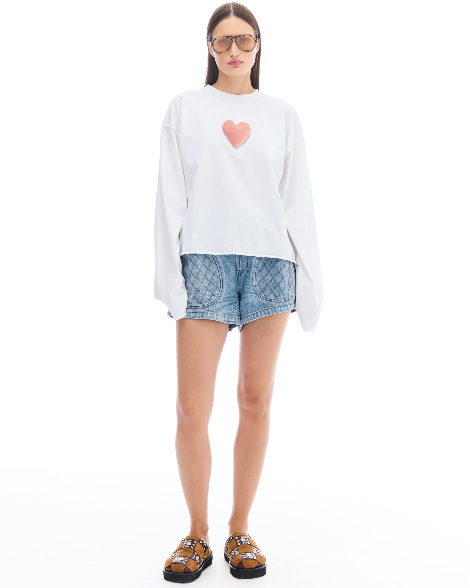 We Love Velvet Heart Long Sleeve Tee by THE TALES - detail view