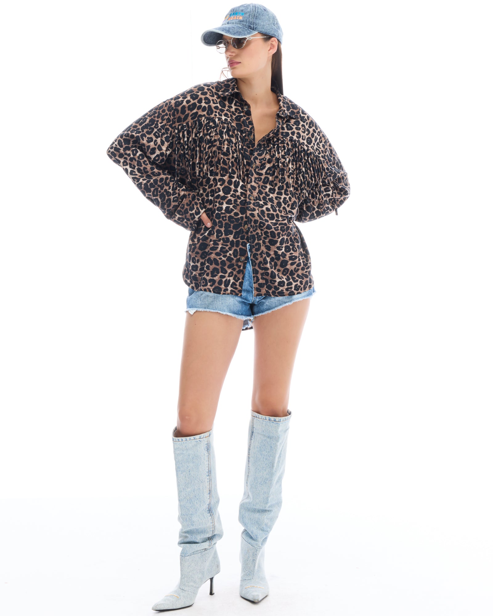 Ibiza Animal Fringed Long Sleeve Shirt