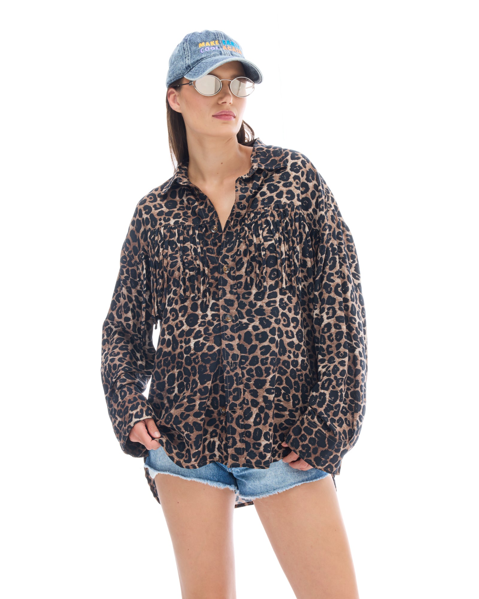 Ibiza Animal Fringed Long Sleeve Shirt
