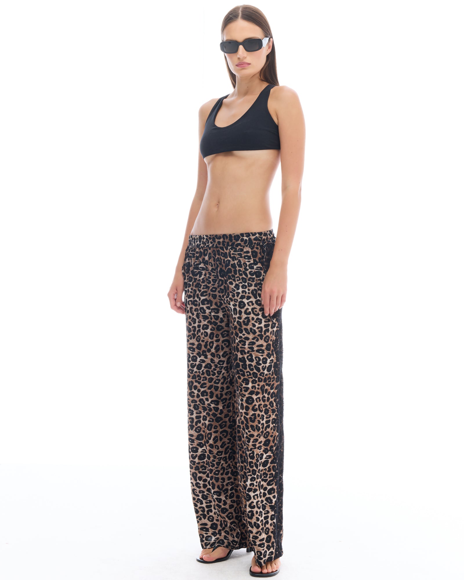 Animal Tuxedo Lace Wide Leg Pants