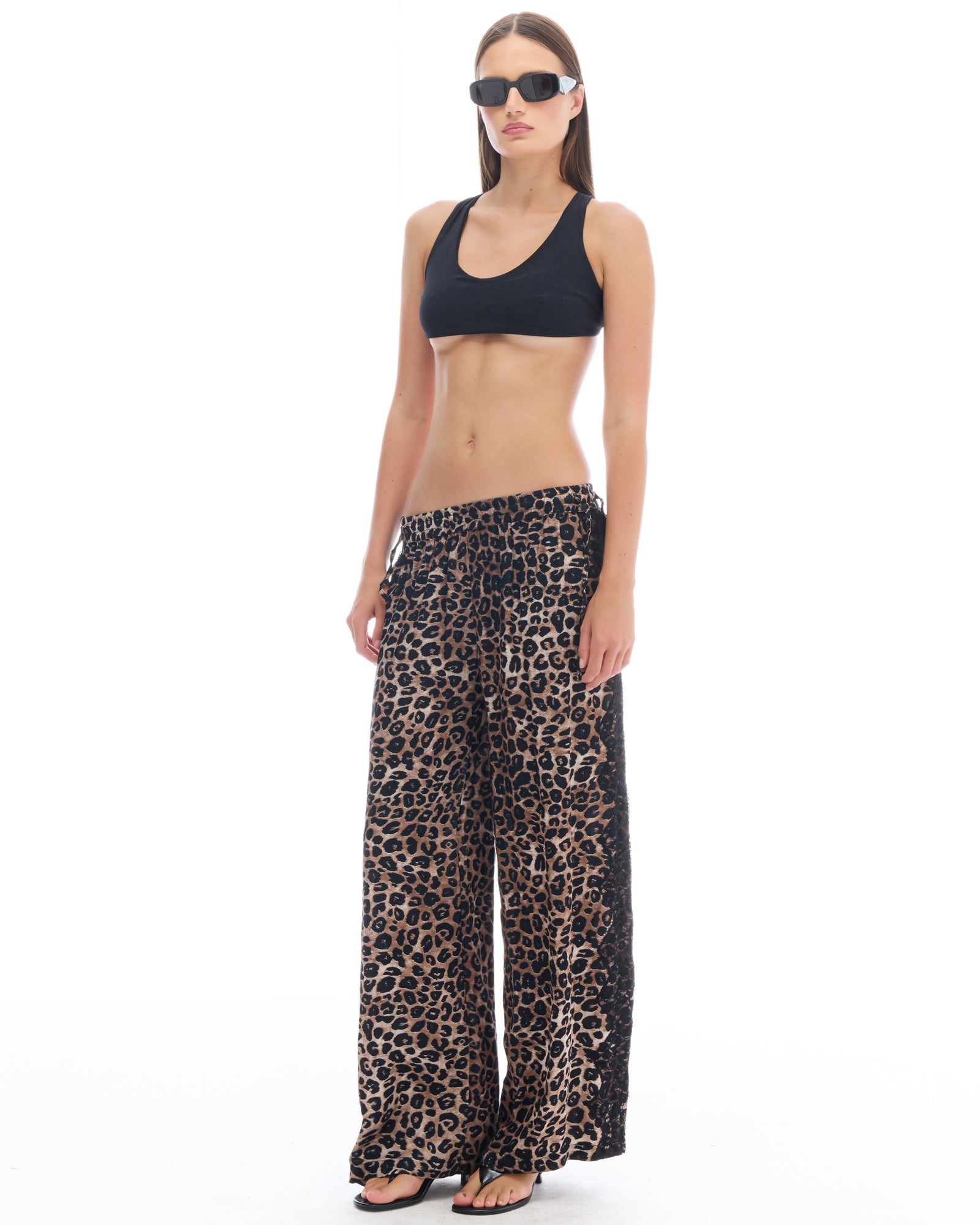 Animal Tuxedo Lace Wide Leg Pants