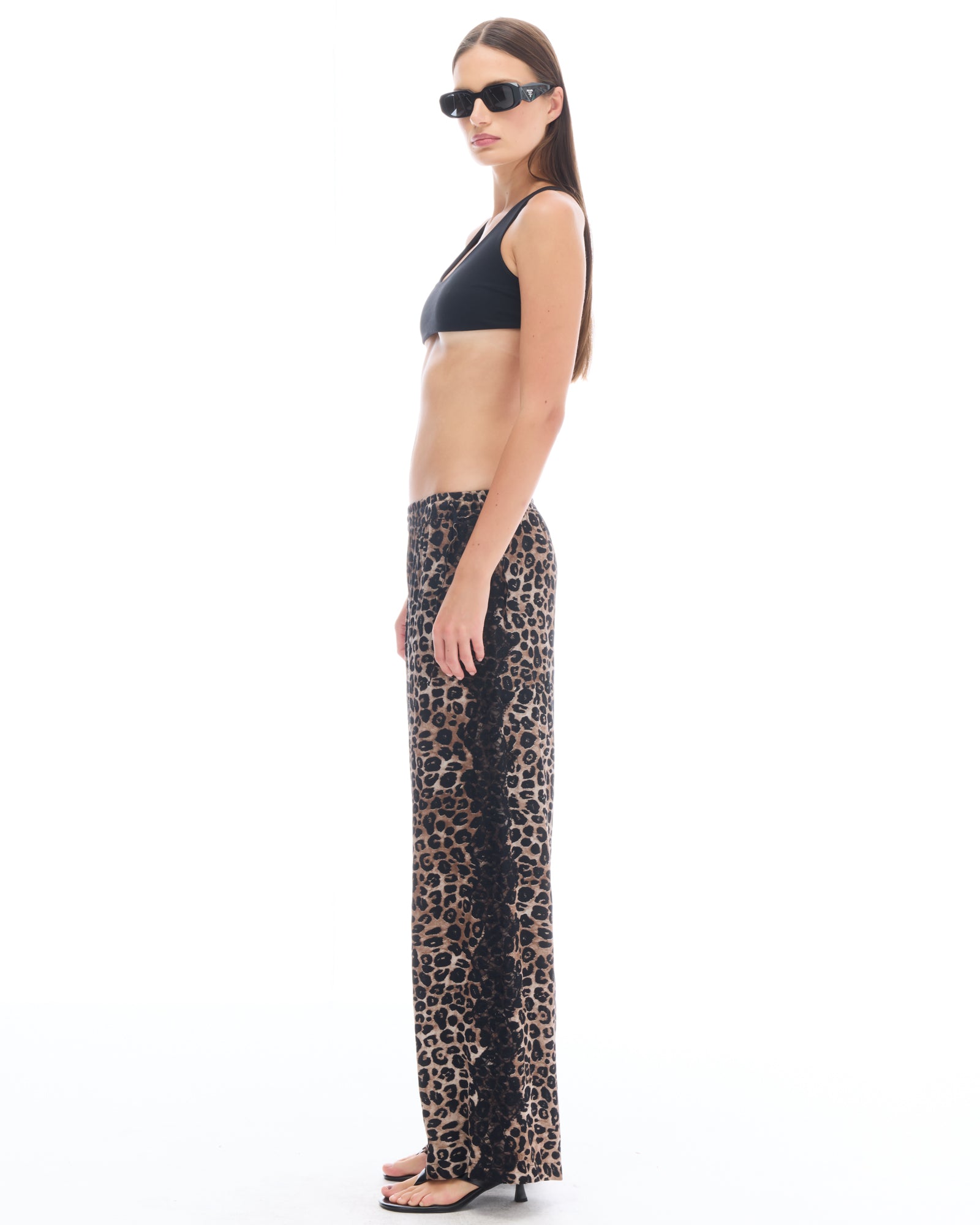Animal Tuxedo Lace Wide Leg Pants