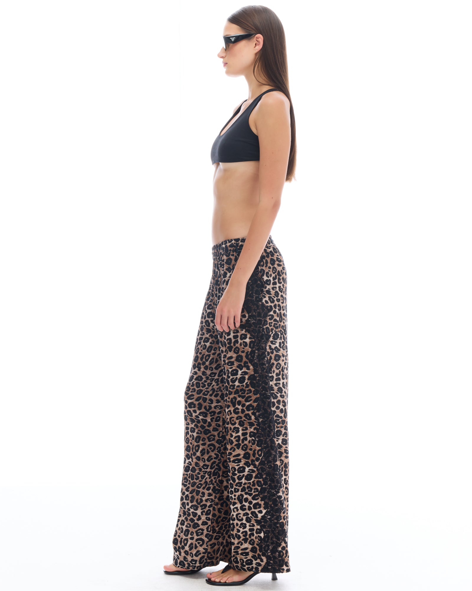 Animal Tuxedo Lace Wide Leg Pants