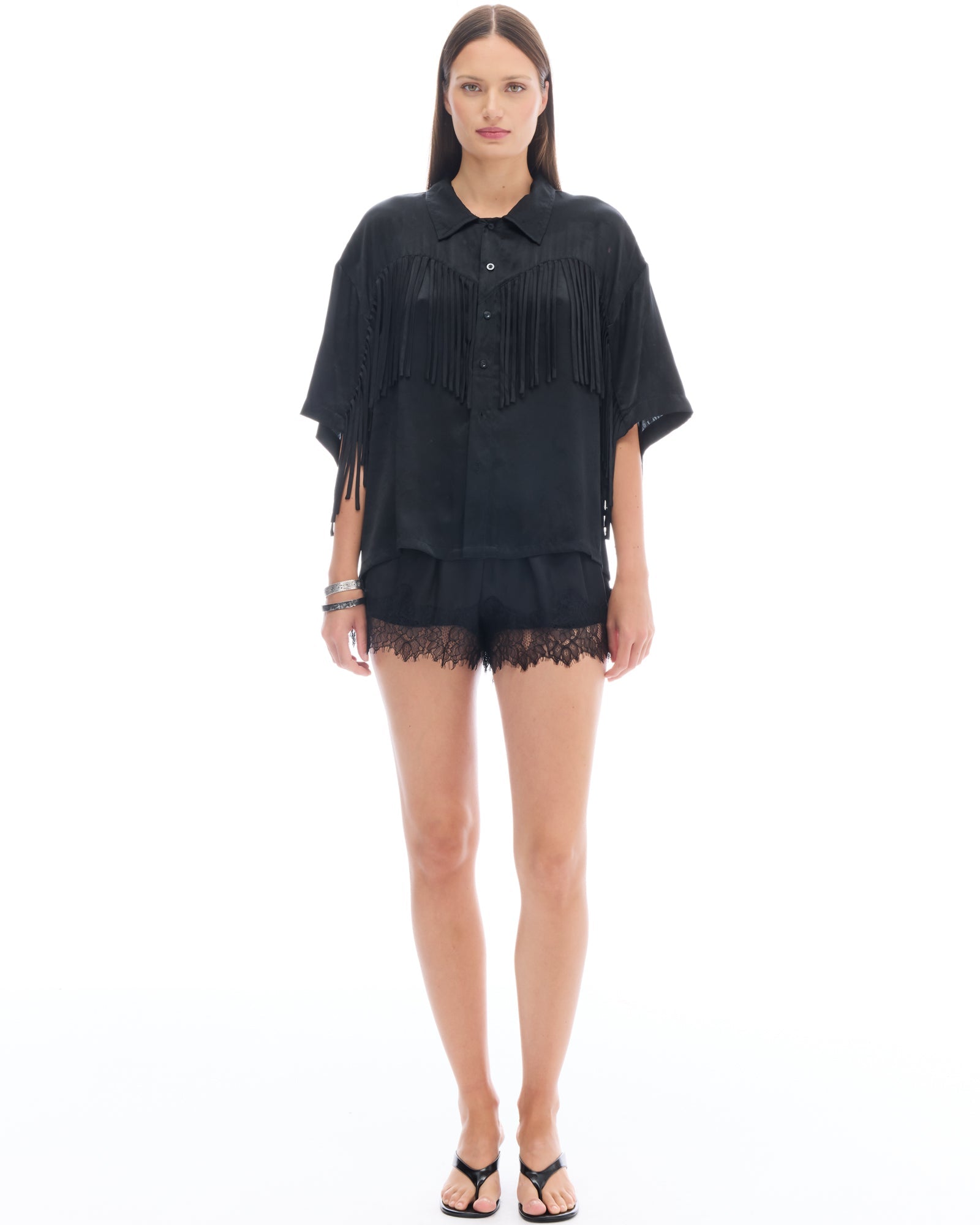 Ibiza Nights Satin Fringed Shirt THE TALES