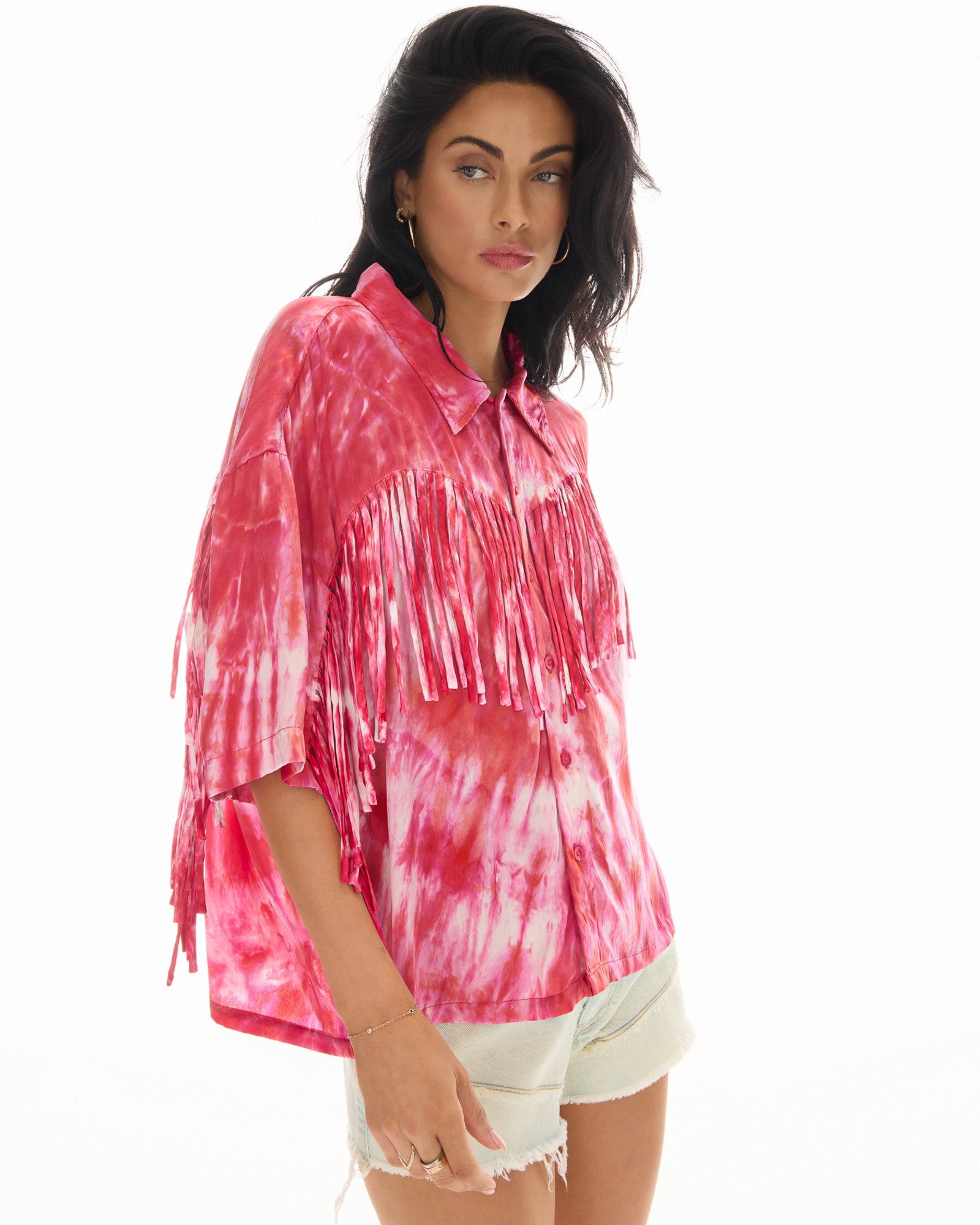 Ibiza Sky Hand Dyed Fringed Shirt THE TALES