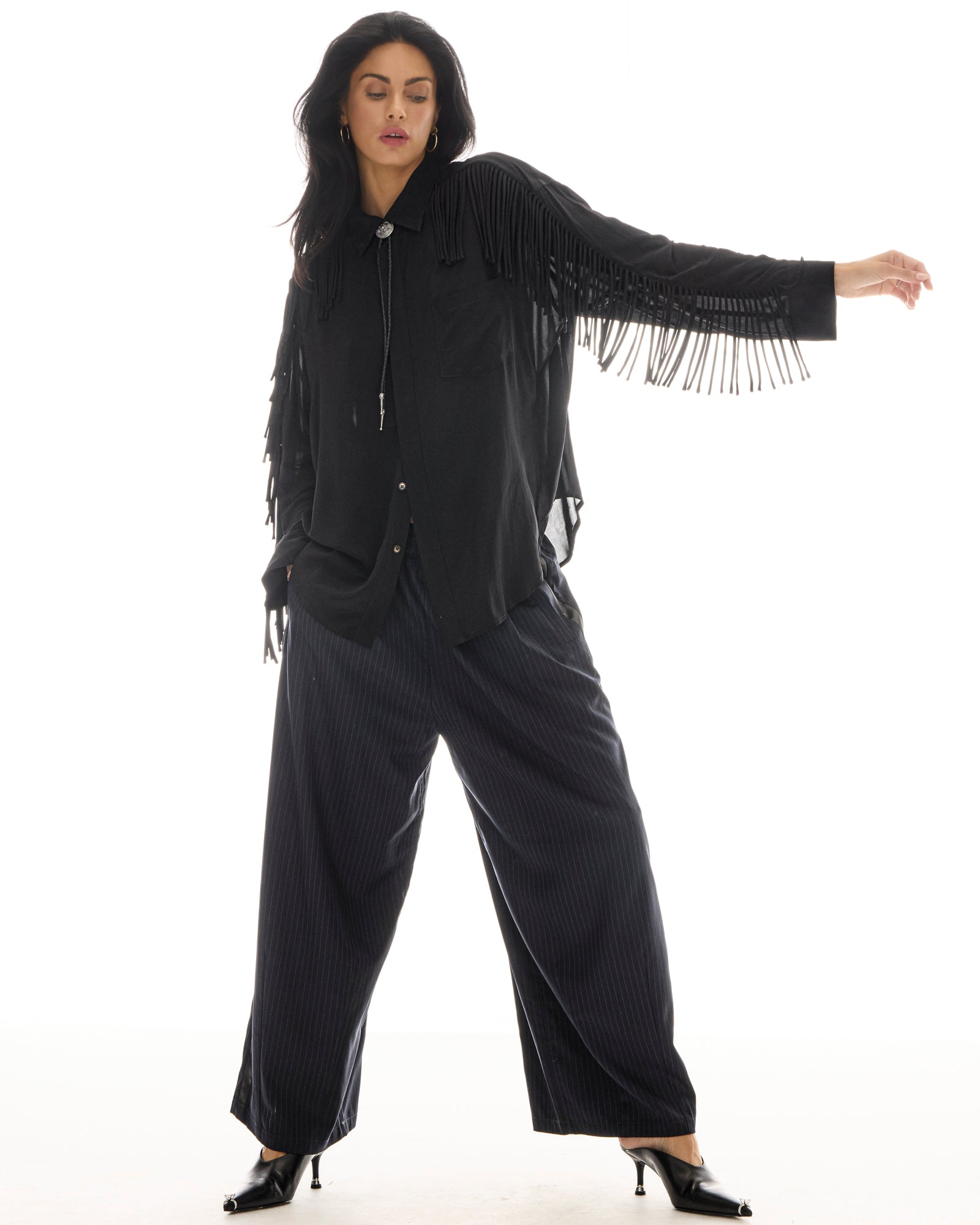 Western Nights Black Fringed Shirt THE TALES