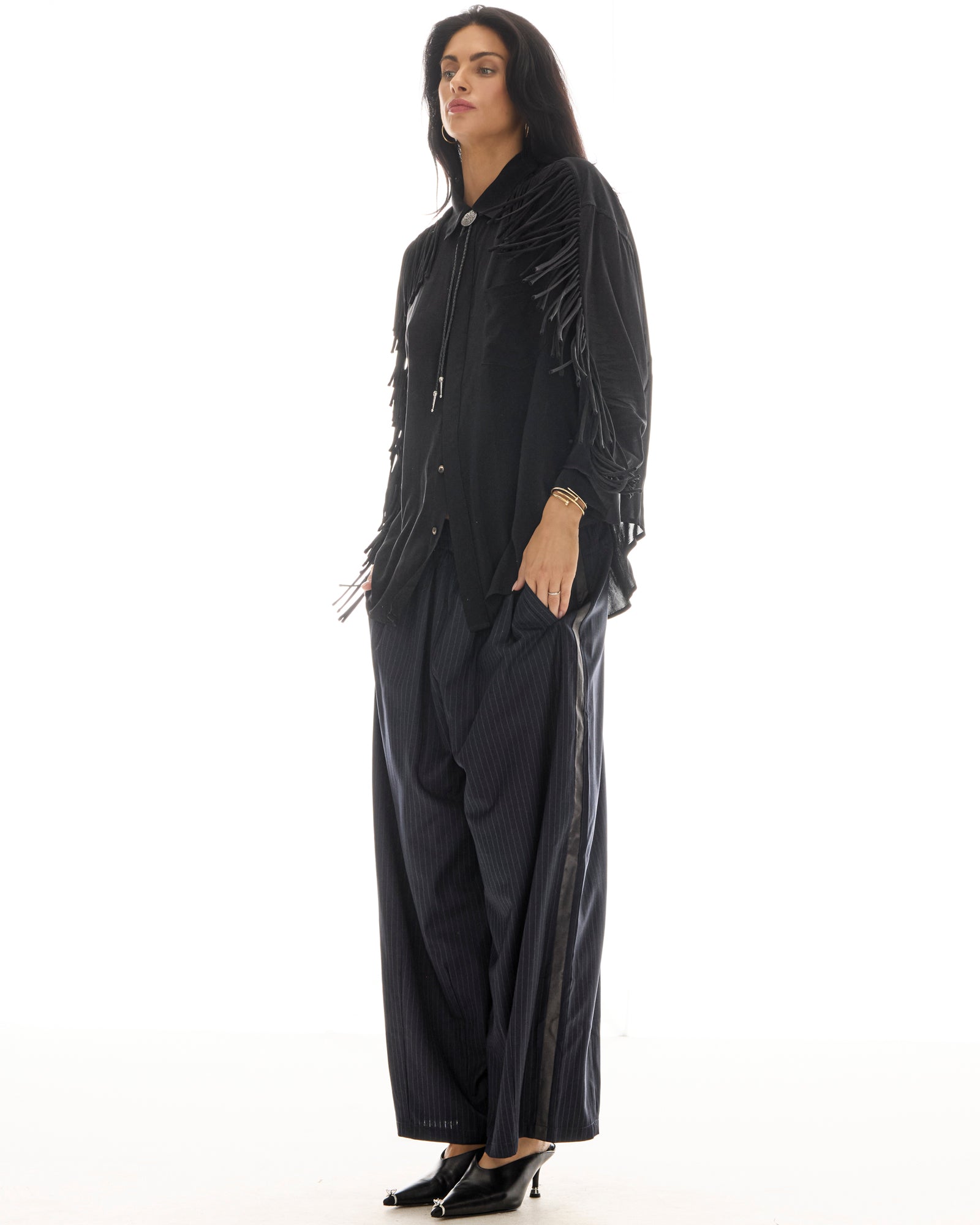 Western Nights Black Fringed Shirt THE TALES