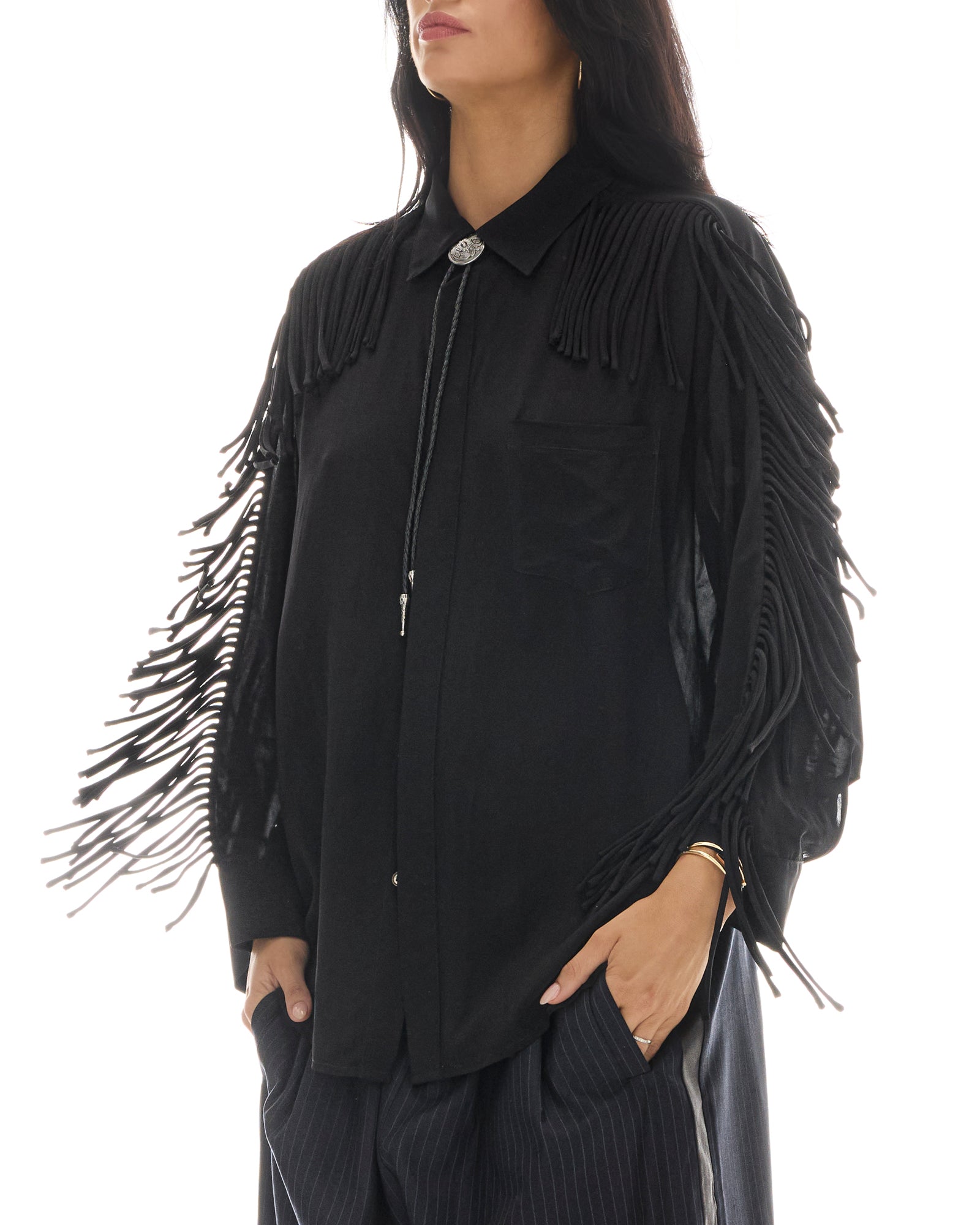 Western Nights Black Fringed Shirt THE TALES