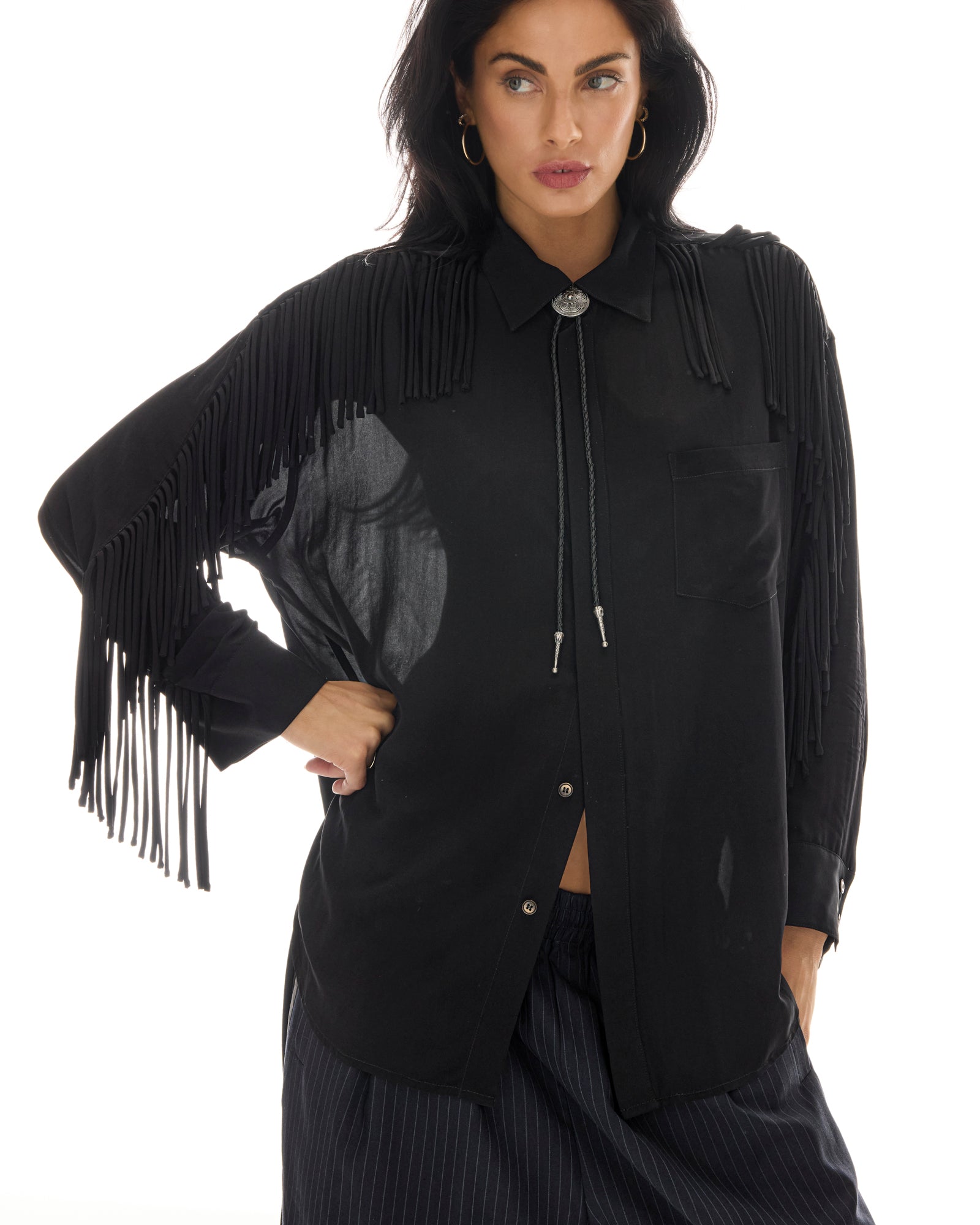 Western Nights Black Fringed Shirt THE TALES