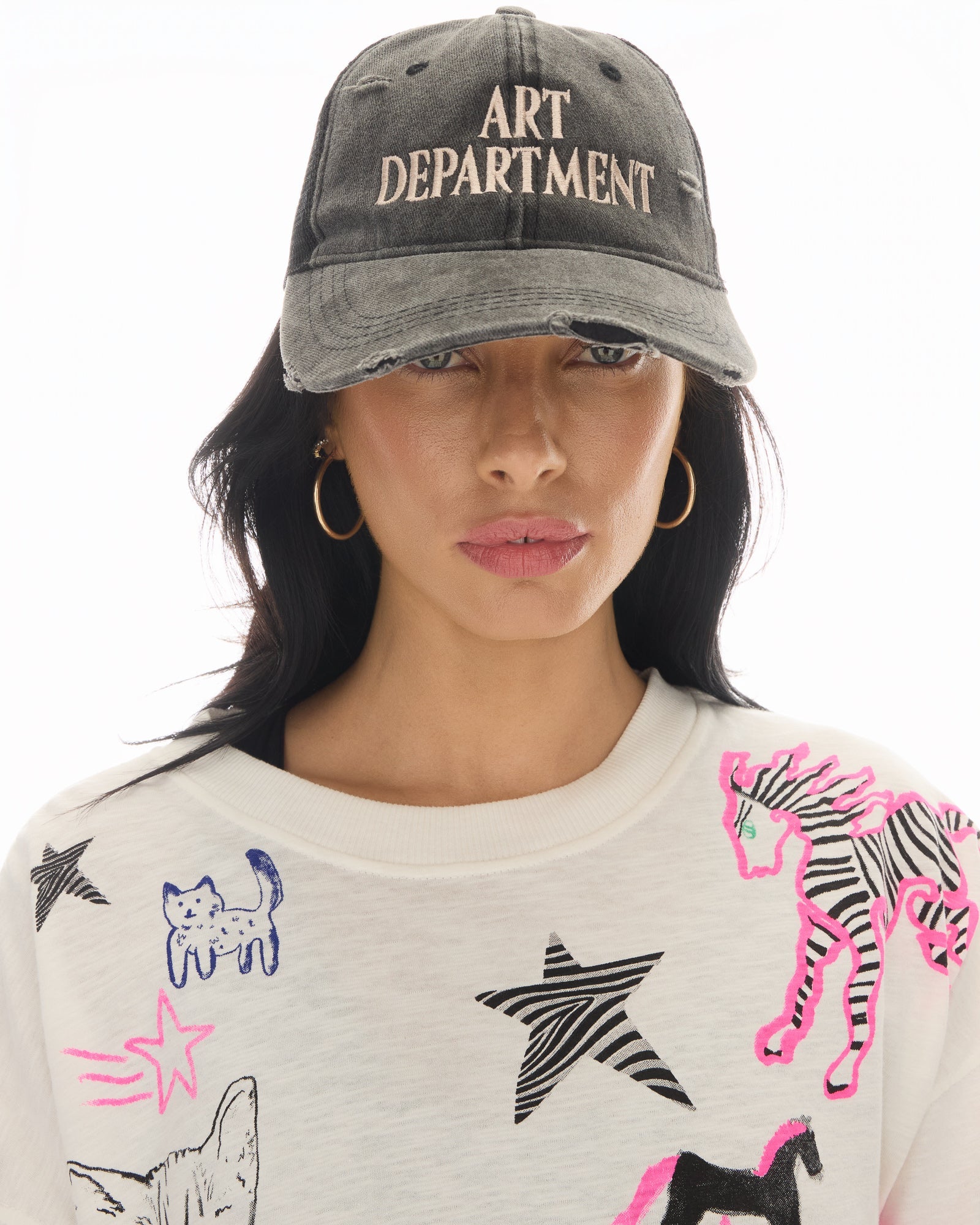 Destroyed Art Department Black Trucker Cap by THE TALES - back view