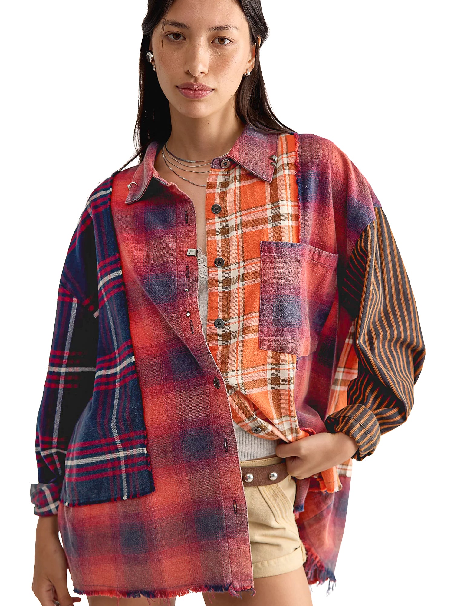 Reworked Pierced Flannel Shirt THE TALES