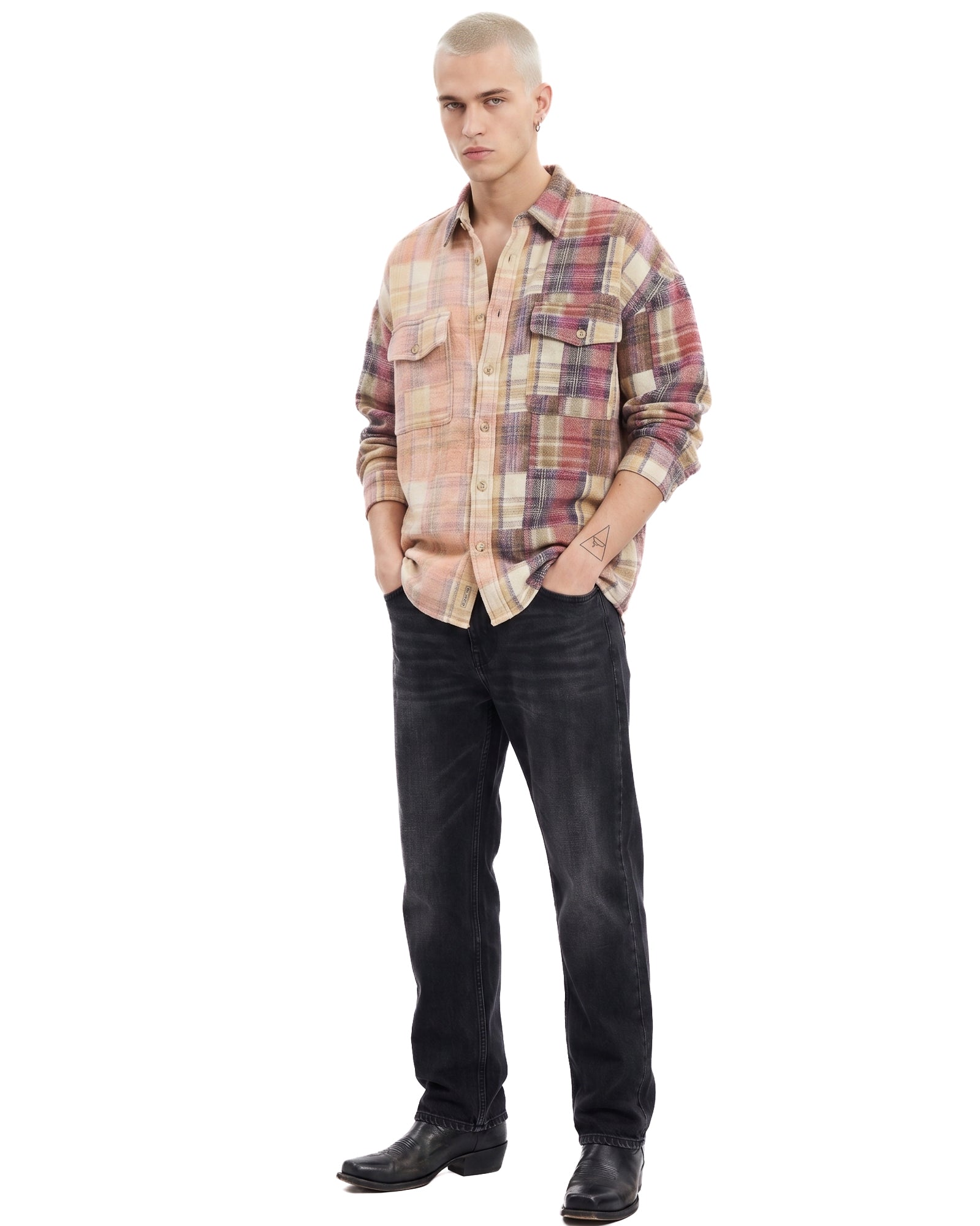 Patchwork Blanket Over Shirt