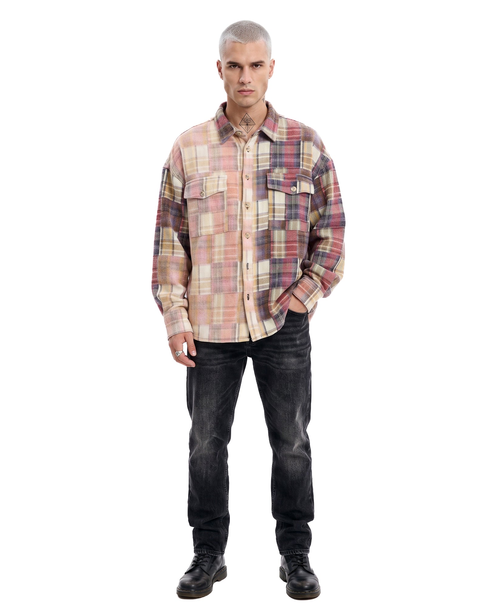 Patchwork Blanket Over Shirt