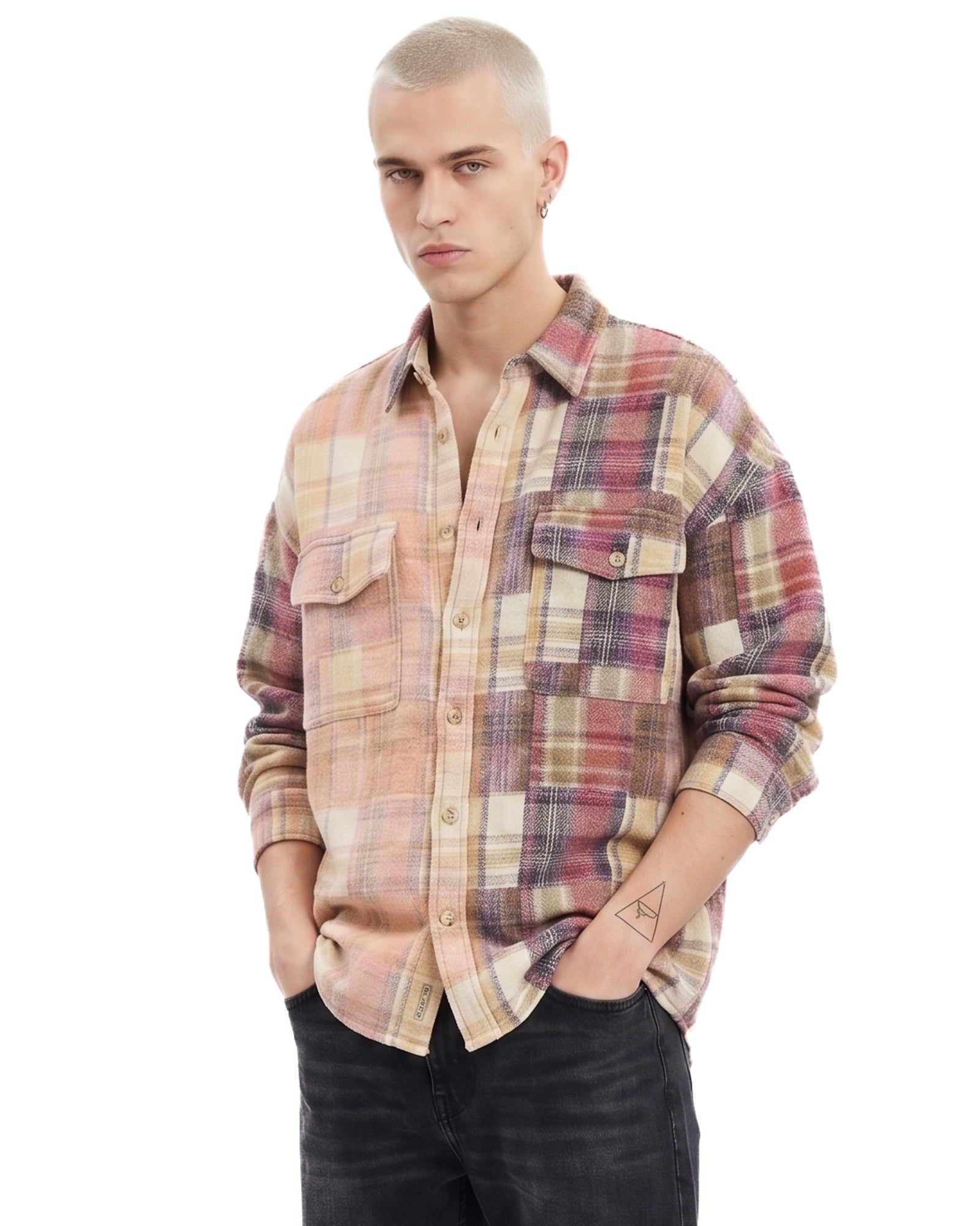 Patchwork Blanket Over Shirt
