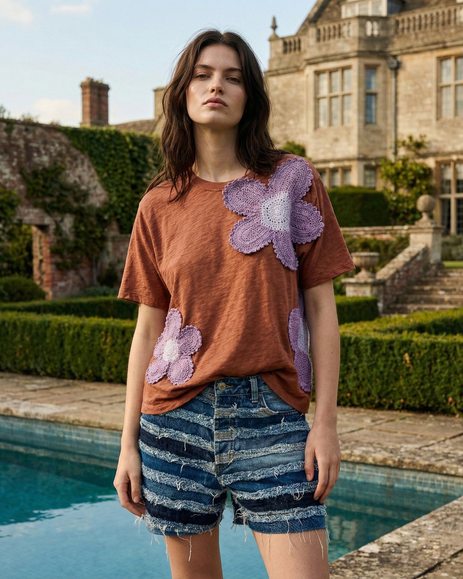 Crochet Flower Field Tee by THE TALES - product photo